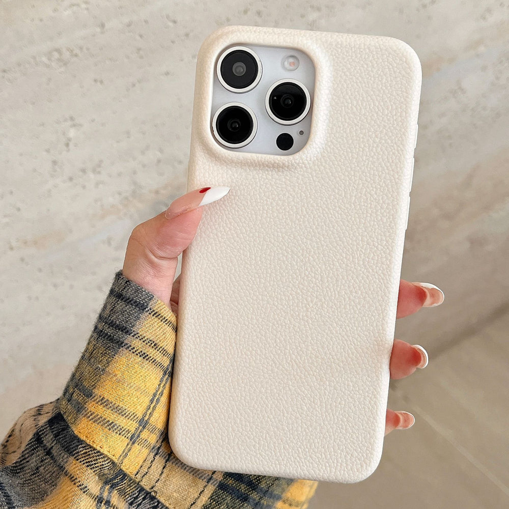 Leather pattern suitable for apple 16promax simple pure color mobile phone case iphone12/15 anti-fall tpu protective cover