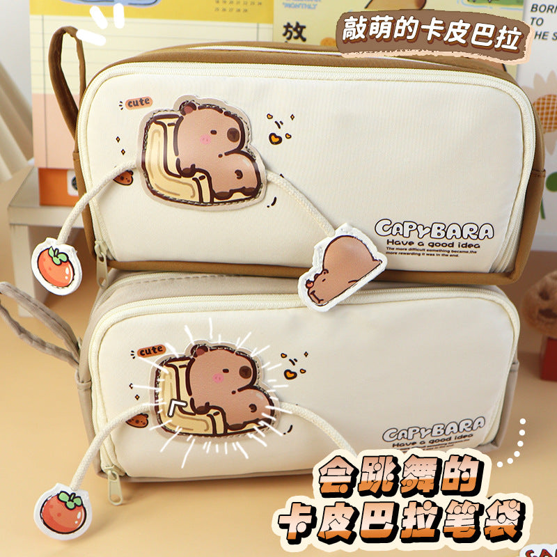 Cartoon Dolphin Door Stationery Bag Waterproof Cross-border Pencil Bag ins Wind Stationery Box Primary School Students Advanced Sense Pencil Bag Customization