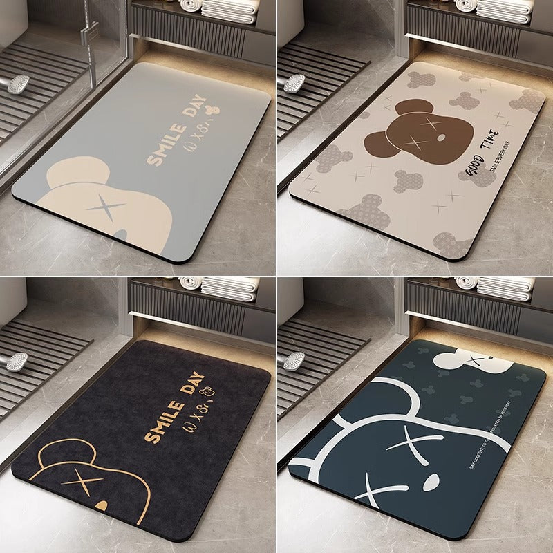 Bathroom floor mat, bathroom door non-slip foot mat, toilet diatom mud absorbent mat, quick-drying cartoon household carpet