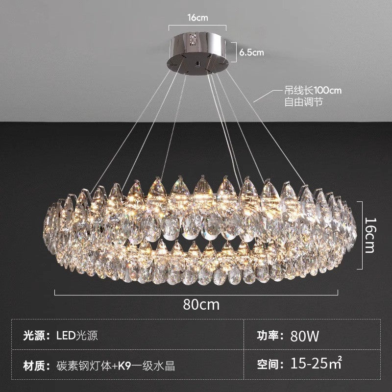 Light luxury crystal chandelier living room light modern simple atmosphere high PC and console game light bedroom new dining room light Zhongshan lighting