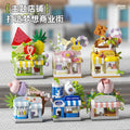 micro-particle building block mall department store chain street scene ornaments compatible with lego kids educational assembly toys