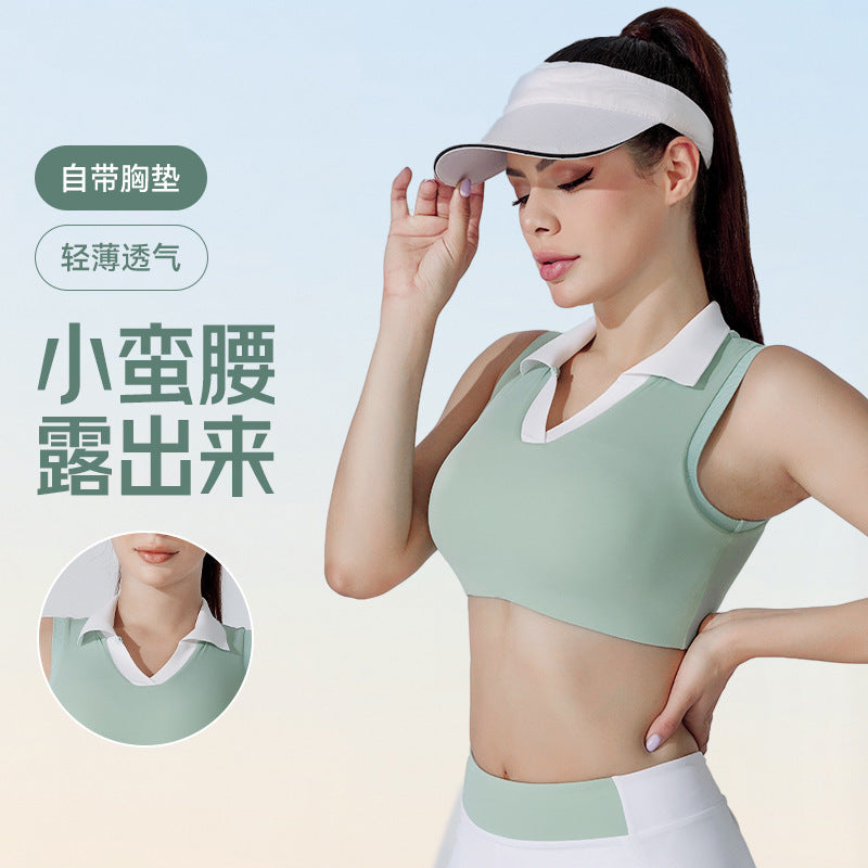 Summer new slim-fit athletic tennis outfit - outdoor running, fitness, and golf set - breathable and quick-drying top