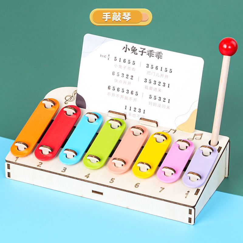 Science and technology small production, hand-banging music box model, primary school students' musical instruments, scientific experiments, teaching aids, enlightenment, eight-tone hand-banging