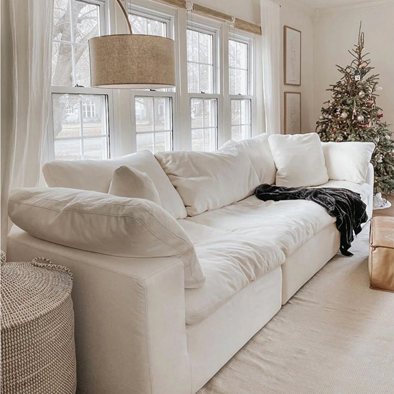 Custom cloud cloud sofa three-seater straight modern minimalist cream style down modular fabric sofa