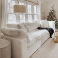 Custom cloud cloud sofa three-seater straight modern minimalist cream style down modular fabric sofa