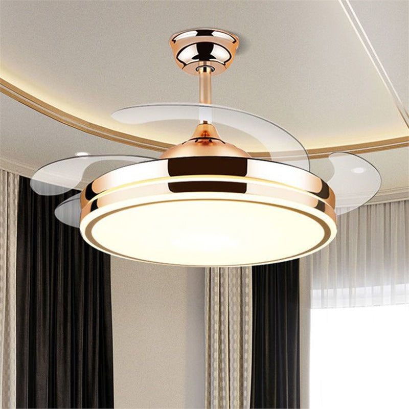 Invisible electric fan light led chandelier - high airflow, variable frequency, silent, bluetooth enabled - ideal for living room, dining room, and bedroom
