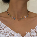 Fashion cross-border jewelry creative handmade fresh necklace female painting oil small pendant straight stick hanging mixed cut dripping oil clavicle chain