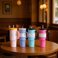 New arrival high-looking ice cup 304 stainless steel ice cup personalized coffee double drinking straw thermos cup wholesale