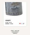 Exportgirljeans cartoon stickers hamburger fries loose distressed ripped pants kidsstraight-legloose pants