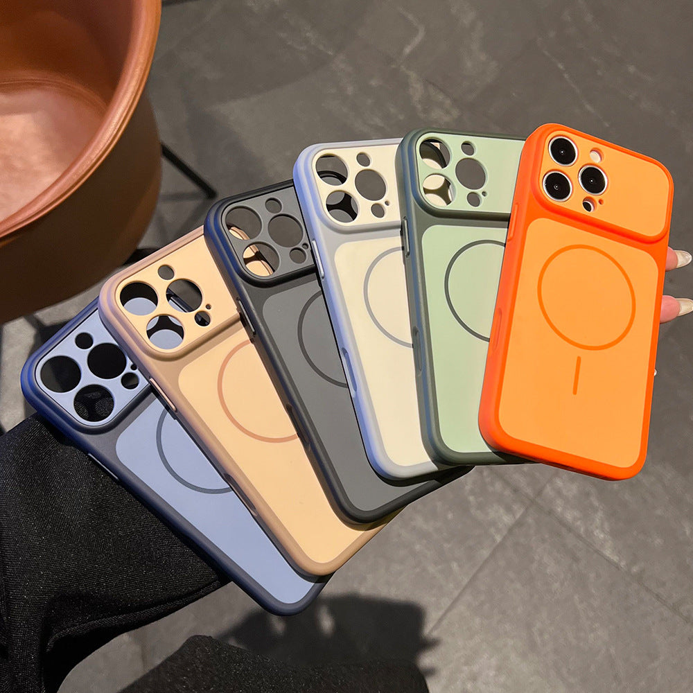 Niche stylecontrast color magnetic phone case suitable for iphone16/15pro apple 17max anti-fall case wholesale
