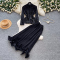 French chic v-neck embroidered jacket & high-waisted pleated skirt two-piece set - elegant & luxurious for spring/autumn