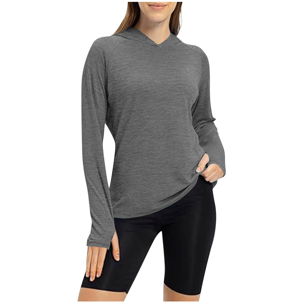 cross-border autumn hooded fitness top - slim fit, fingerless gloves, yoga long sleeve training running sports top for women