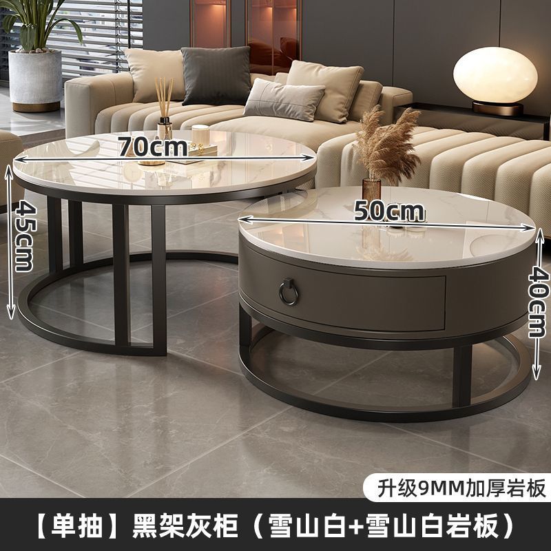 Rock slab coffee table living room solid wood table balcony small apartment for homecasualaccessible luxury round side table retractable combination