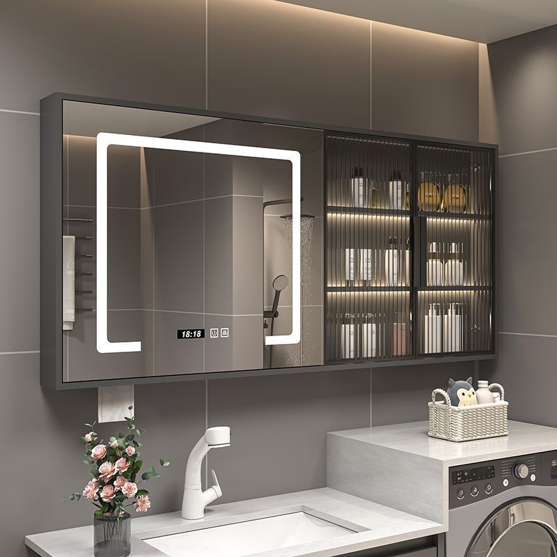 Solid wood bathroom smart mirror cabinet separate wall-mounted bathroom storage mirror mirror box rack integrated vanity mirror