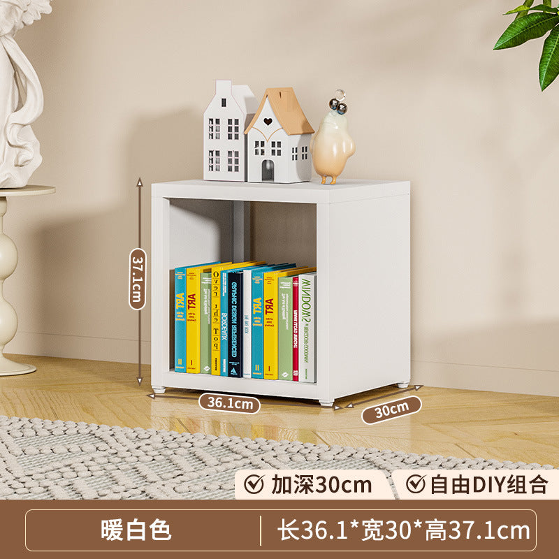 Steel grid cabinet - freestanding modular bookshelf for home living room, kids' storage, picture book organizer, and low cabinet