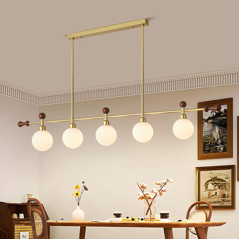 Zhongshan lamps French retro chandelier American medieval wabi wind dining table grinding bean strip lamp New Chinese tea room lamp