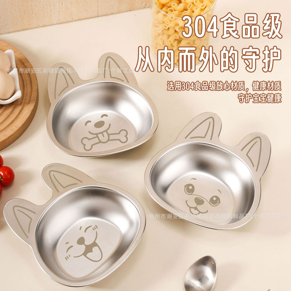 304 stainless steel children's cartoon cute dinner plate fruit plate baby food supplement bowl children's tableware