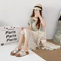 Shiny versatile buckle sandals women's lazy casual beach birkenstock comfortable summer flip-flops thick sole