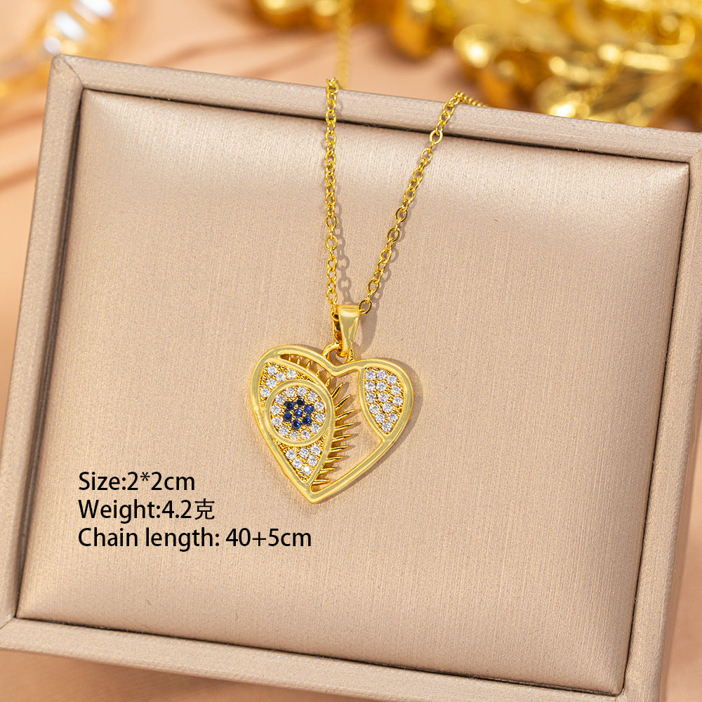 [titanium steel] cross-border popular diamond devil's eye necklace for women, accessible luxury, fashionable, high-end, versatile clavicle chain accessories