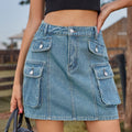 Fashion cross-border export women's summer new style  independent station washed workwear denim short skirt skirt