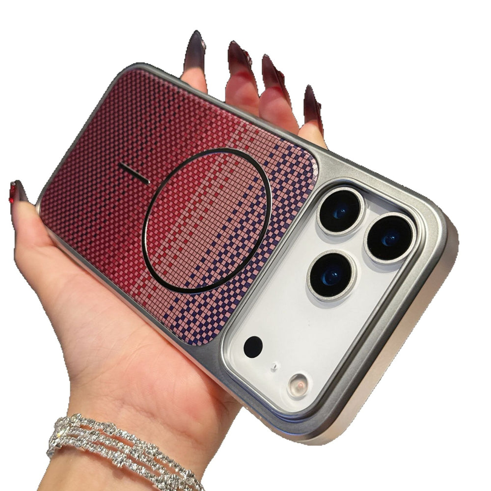 compatible iphone 17 pro gradient carbon fiber plaid phone case, apple 15 magnetic pc protective cover, iphone 16
