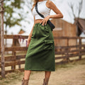 European and american cross-border e-commerce women's apparel: new heavy-duty drawstring design denim work skirt/utility skirt for independent websites and