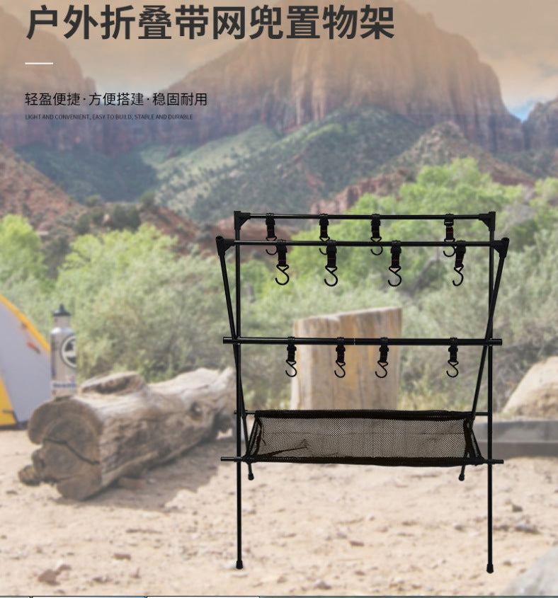 Outdoor camping shelves, tourist camping triangular storage shelves, light racks, hangers, pots and bowls triangular storage