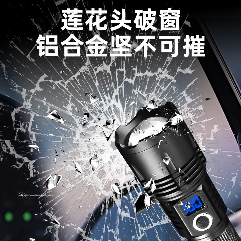 Cross-border new XHP70 strong light flashlight Type-C charging intelligent electric display high power super bright LED flashlight