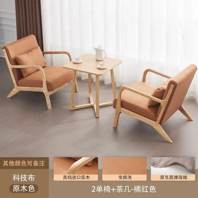 Balcony tea table and chair combination small apartment one table and two chairs household solid wood simple three-piece set reading and drinking tea cp