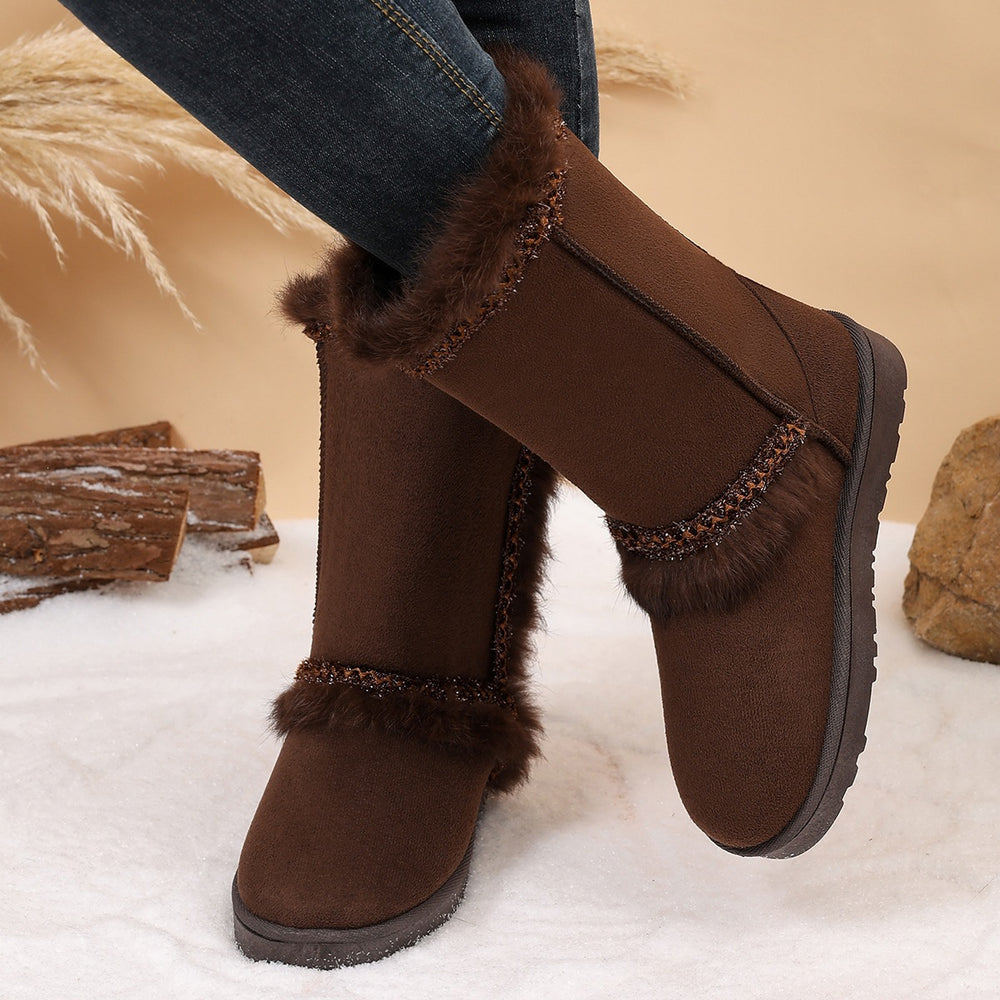 Exportthick sole snow boots fur all-in-onewinter style fleece-linedthickenedpetitesheattechnortheast cotton shoes knee high boots