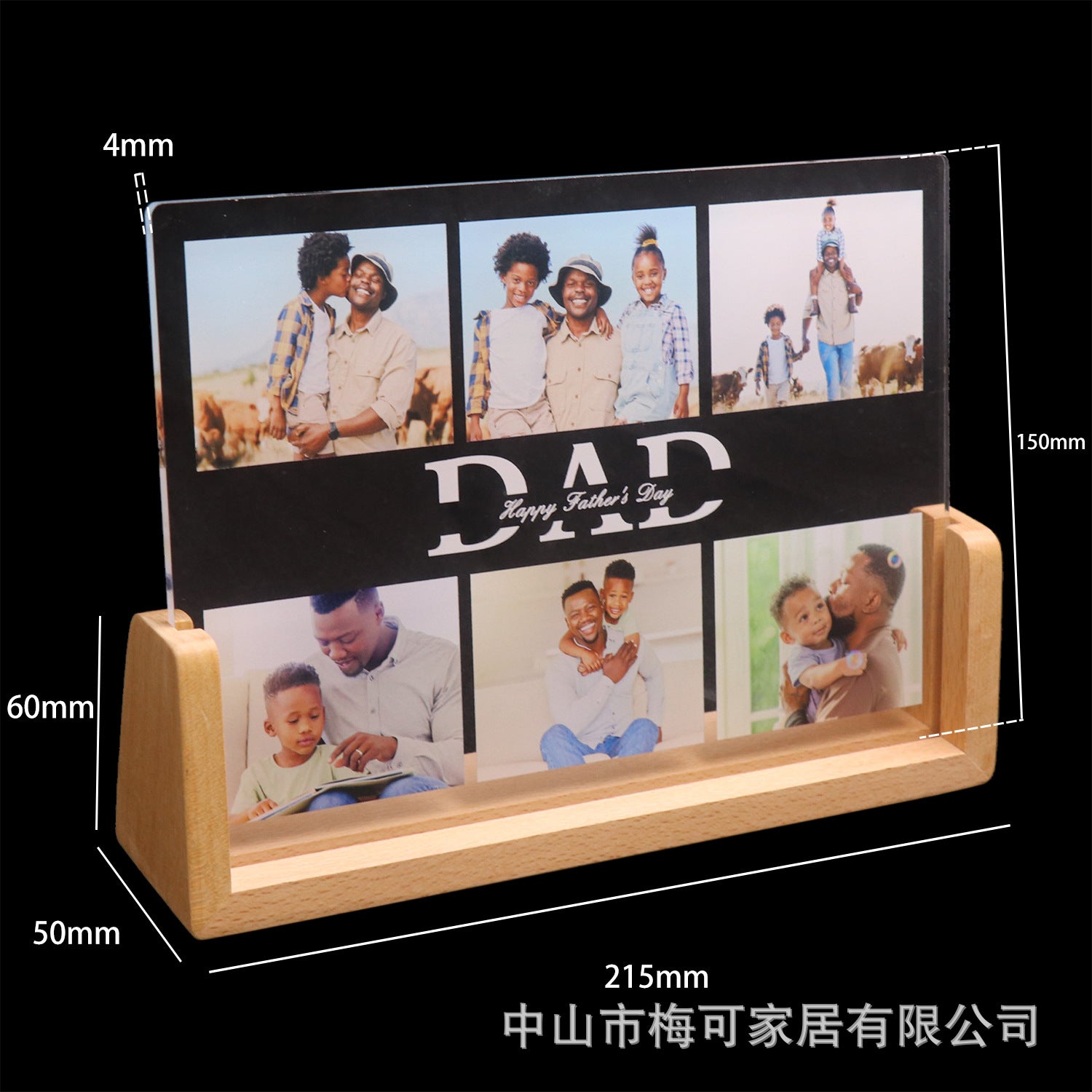 Personalized UV printing night light  acrylic photo stand desk lamp wooden ambient light to send wine to friends