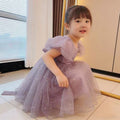 korean style princess dress for girls, summer party dress, baby girl puff sleeve mesh sequin dress for little girls