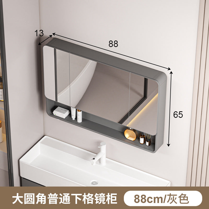 Honeycomb aluminum arc bathroom mirror cabinet lighting locker toilet wall-mounted mirror with vanity mirror smart mirror case