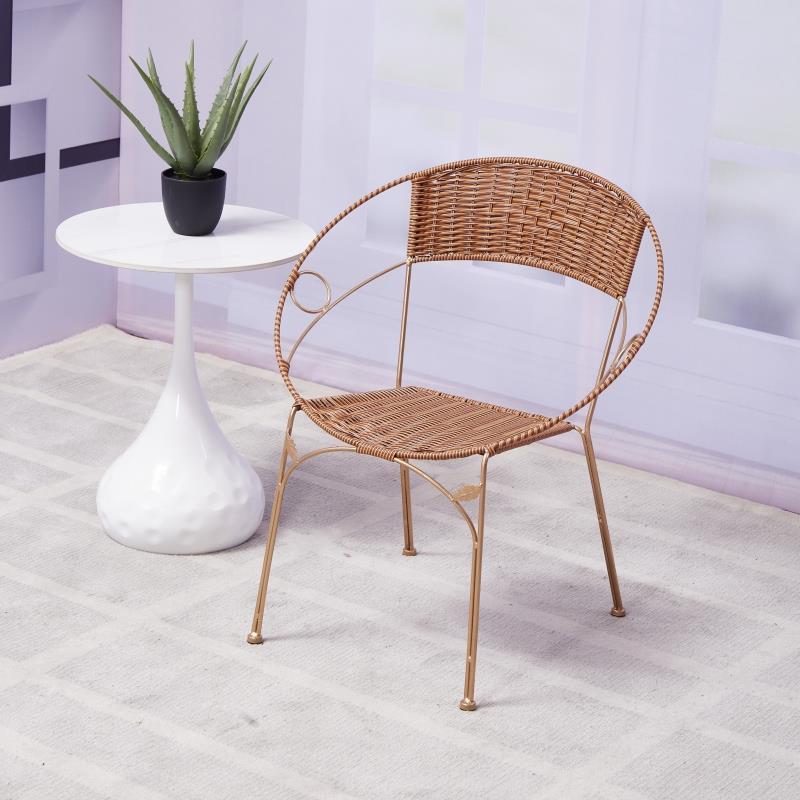 Backrest chair tea armchair rattan circle chair single balcony combination rattan chair table chair stool for homecasual iron art