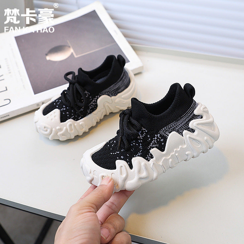 Boys' fashion octopus coconut shoes spring/summer new korean style girls' flyknit sneakers sock shoes