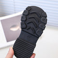 Vancahao girls' chunky sole leather shoes,  spring/autumn new collection, round toe black flats, mary janes for older girls