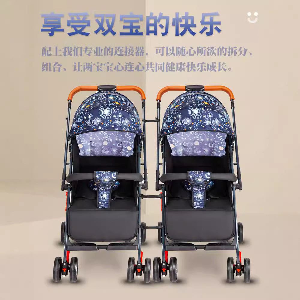 Twin stroller, convertible lightweight high-view stroller, sit & recline, new summer model