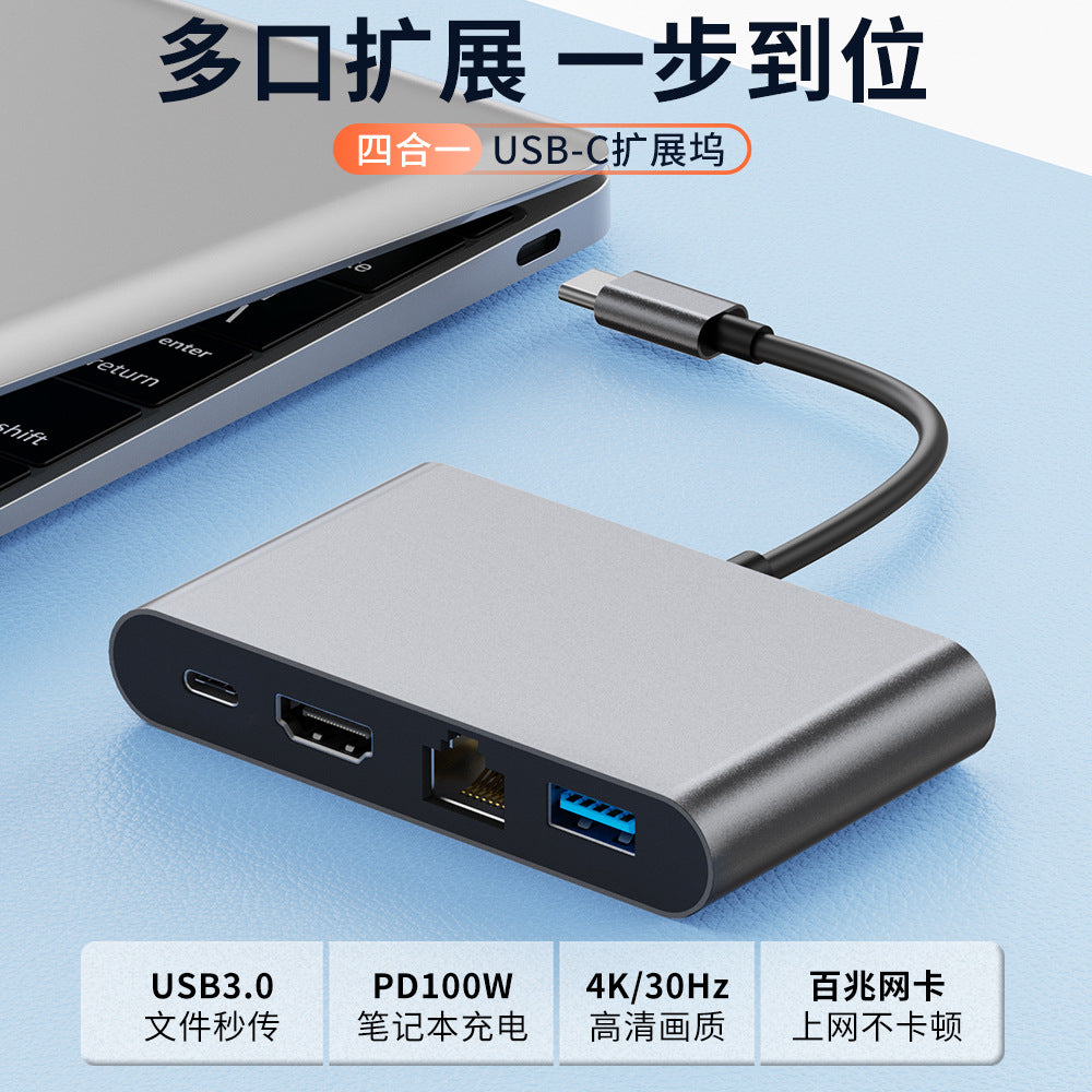 type-c docking station to high-definition 4k30hz network card usb3.0 manufacturer wholesale hub3.0 converter