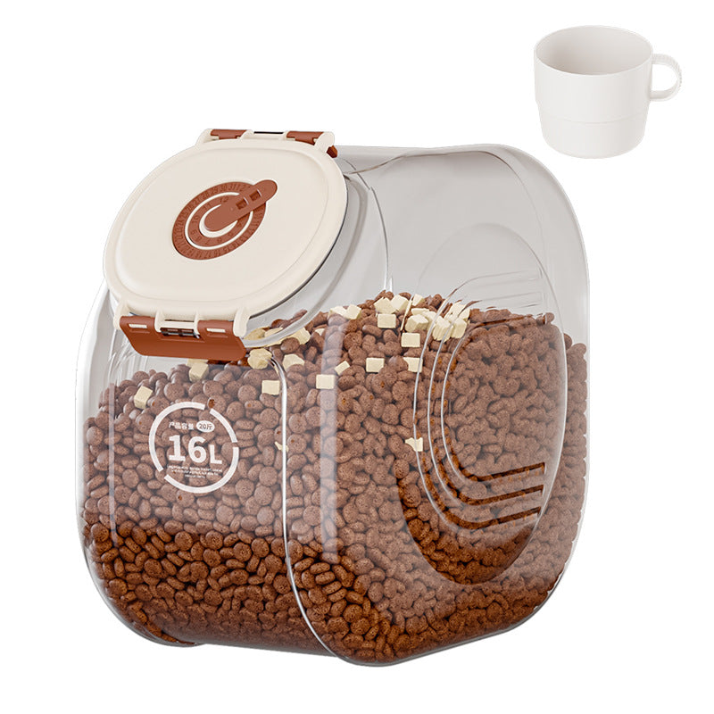 Cat food bucket Dog food storage sealed bucket Moisture-proof grain storage bucket Grain sealing Pet cat food tank Household storage box