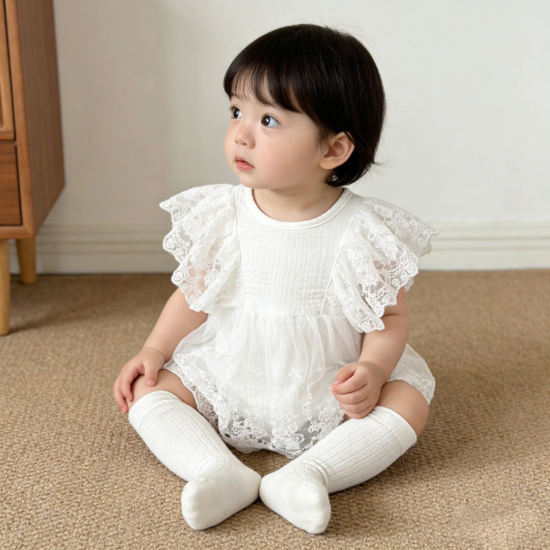 Newborn baby summer clothes - lightweight & stylish: baby girl romper dress, new summer lace princess bodysuit dress