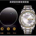 Xiangshiman fully automatic movement non-mechanical men watch double calendar luminous waterproof business steel wrist quartz watch