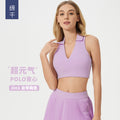 Naked yoga vest running tennis fitness bra polo lapel cut out beautiful back sports intimates women d25009