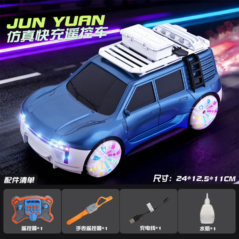 2.4g remote control concept car, dual-spray stunt rc toy car with gesture sensing, lights, music, and sci-fi design