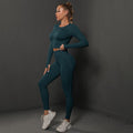 New solid color knitted peach lift tight yoga leggings set - seamless fitness activewear for women, perfect for running and yoga