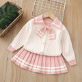 autumn new arrivals: girls' cardigan sweater set - preppy two-piece outfit