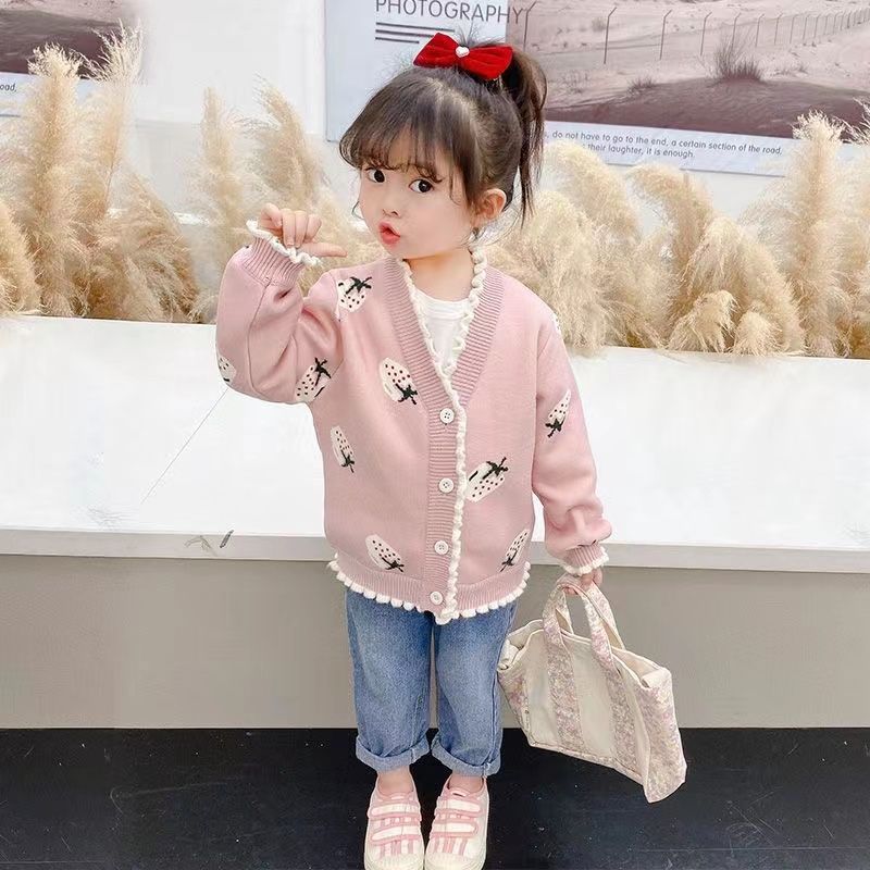 Girls' knitted cardigan - fleece lined, extra thick, new  autumn/winter collection, stylish sweater top/jacket for toddlers and young children