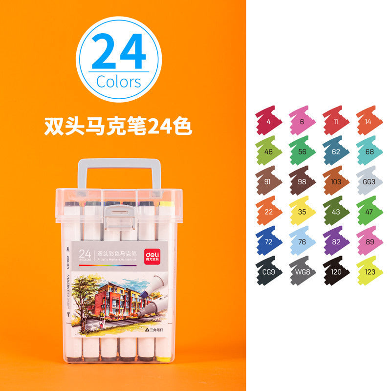 Deli Children's Washable Soft Head Marker 48 Colors Student Watercolor Pen 36 Double Head Color Brush Wholesale