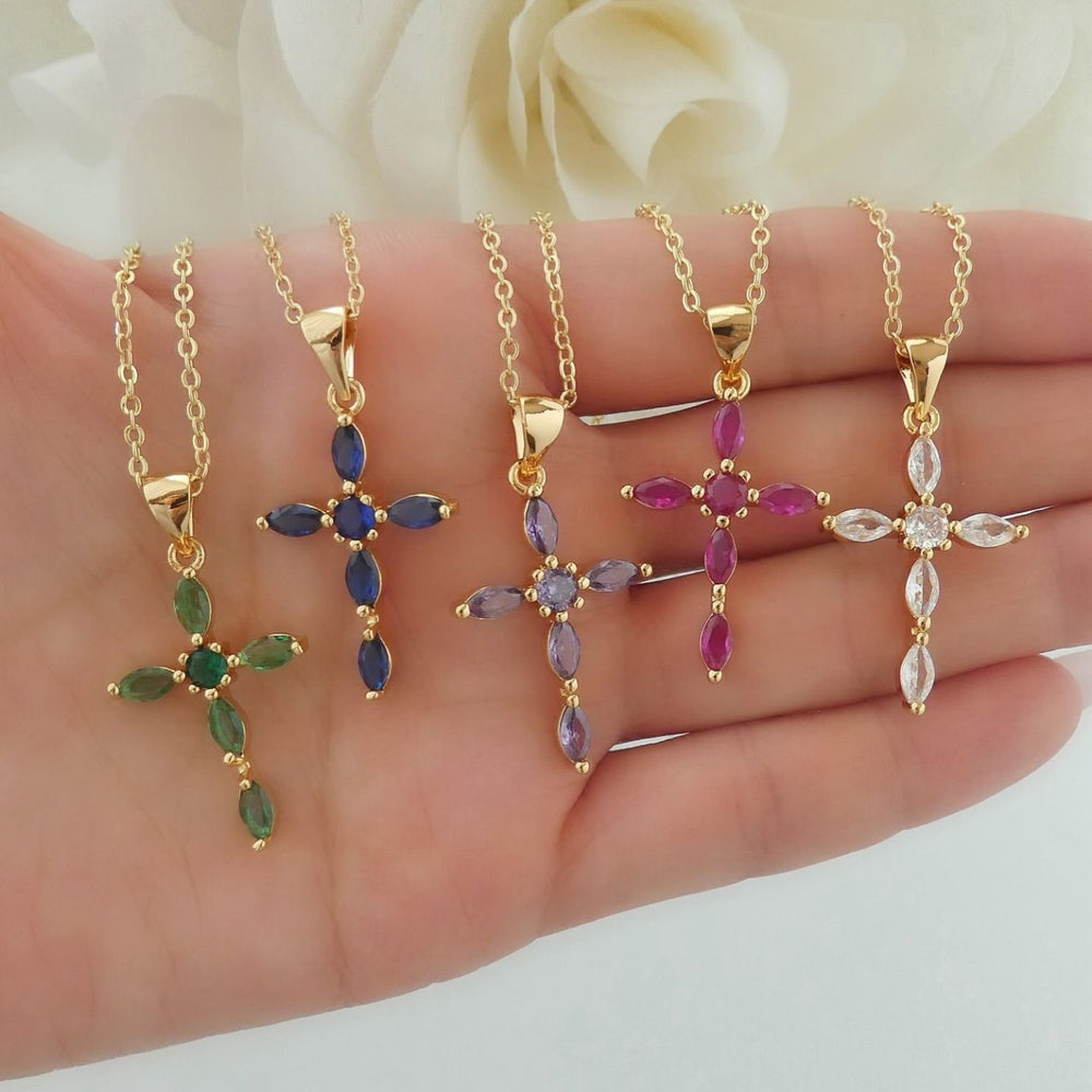 Wholesale cross necklaces: european and american ins style minimalist design, diamond-accented necklace, fashionable and versatile, popular clavicle chain for women