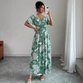 new cross-border french print v-neck summer women's dress