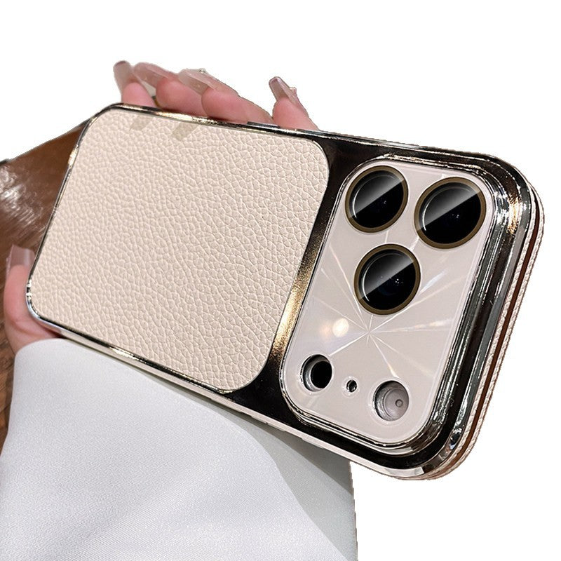 instant transformation 17 aurora large window suitable for iphone17pro mobile phone case apple 13 simple leather texture anti-fall